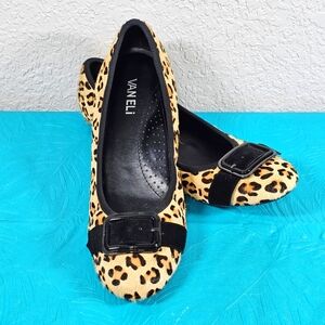 Vaneli Women's Calf Hair Fur Ballet Flats Slip On Shoes Brown Black Size 8 1/2 N